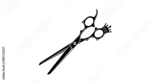 Professional Hairdressing Scissors isolated on a white background, sharp barber shears for cutting and styling hair.