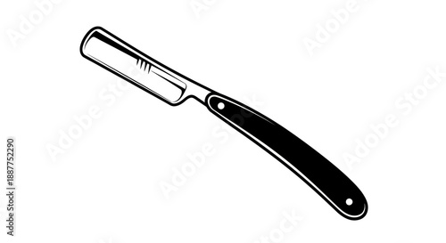Classic Straight Razor on Isolated White Background