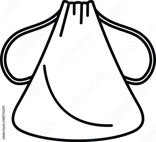 Drawstring bag icon presenting a flexible fabric pouch