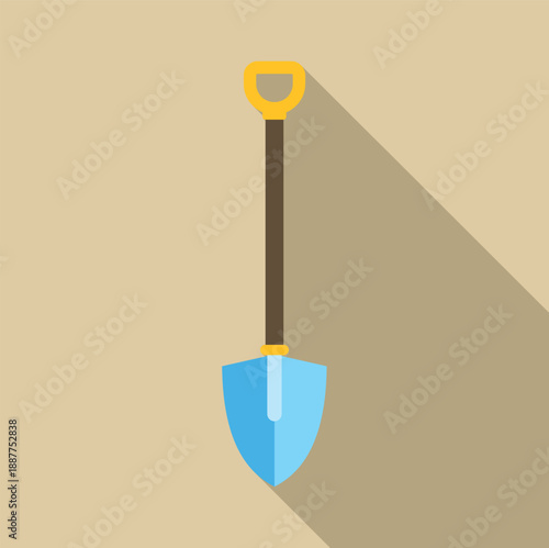 Shovel icon in flat design with long shadow