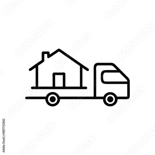 Home Delivery Logistics House On Truck Icon