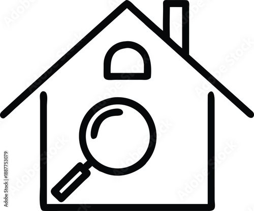 House Search Magnifying Glass Property Hunt Icon