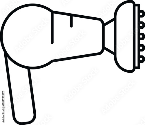 Hair dryer with diffuser attachment, a tool for styling curly or wavy hair providing gentle drying