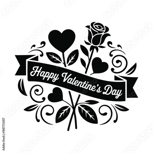 Abstract happy valentines day logo, happy valentines day , love rose vector logo design illustration
