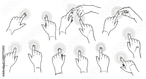 Various hand gestures and finger positions illustrated in simple line drawings.