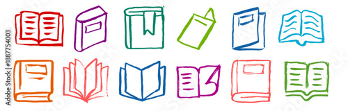 Books and Paper Related Icons Grunge Pencil Drawings Vector Set