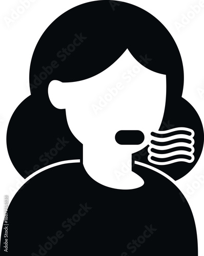 Woman feeling sick and coughing, indicating a symptom of illness or respiratory issue