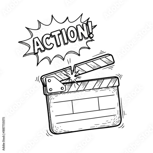 Film Action Clapperboard Icon – Movie Production Slate Symbol for Cinema & Video Design