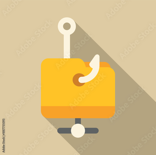 Fishing hook stealing document from file folder connected to network