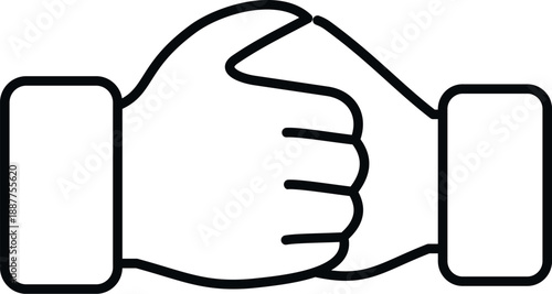 Two hands shaking, representing a successful business deal or partnership in line art style