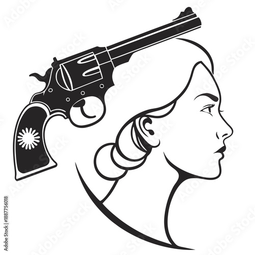 Conceptual Art: Gun Silhouette Merged with Face Profile