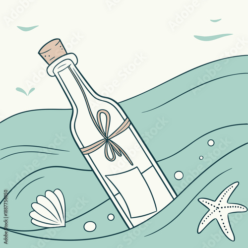Message in a Bottle Vector Art, Minimalist and Inspiring