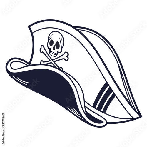 Pirate Captain Hat Icon with Skull Emblem