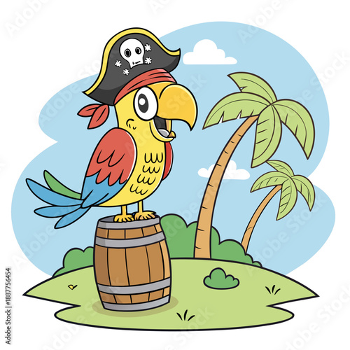 Colorful Cartoon Pirate Parrot Character - Vibrant Illustration