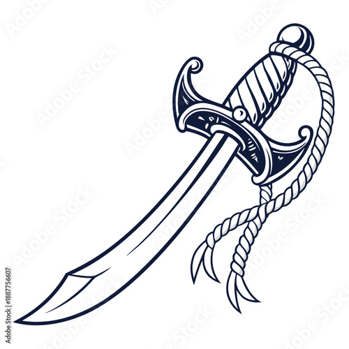Bold Classic Cutlass Pirate Sword - Vector Art