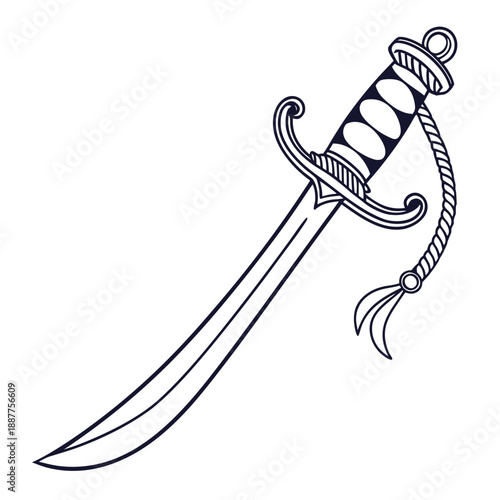 Bold Classic Cutlass Pirate Sword - Vector Illustration