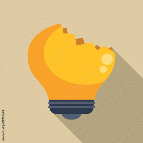 Shattered light bulb icon showing a concept of creative failure or bad idea