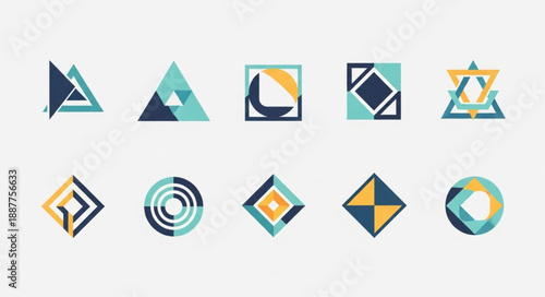 Collection of Abstract Geometric Shapes and Symbols.