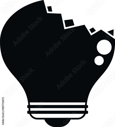 Broken light bulb icon representing a bad or failed concept