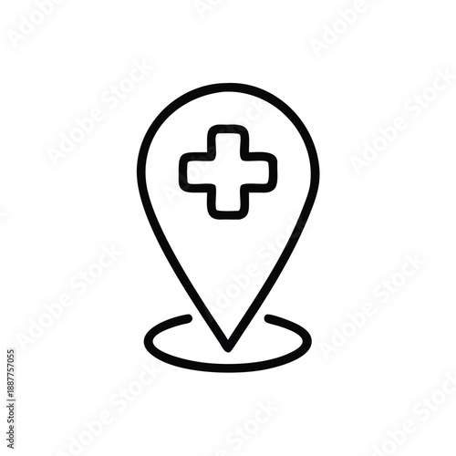 Medical Clinic Map Pin Plus Hospital Symbol