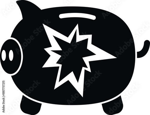 Piggy bank experiencing a shock or broken, symbolizing financial distress and lost savings