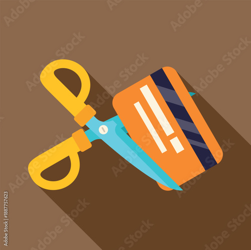 Scissors cutting credit card symbolizing financial freedom from debt and spending