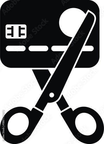 Scissors are cutting a payment card, representing debt freedom and financial independence
