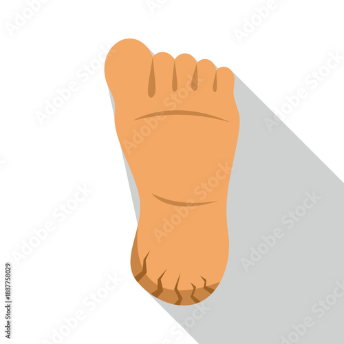 Human foot illustrating common cracked heel skin condition with a long shadow