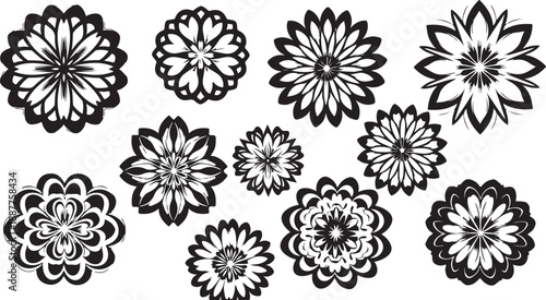 Black and white floral designs with intricate flower patterns