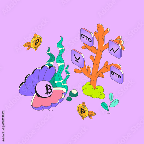 Cryptocurrency Growth and Investment — Isometric Digital Finance Illustration