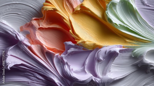 Vibrant oil paint applied with thick, layered strokes forming energetic abstract composition, revealing raw artistic emotion through textural brushwork