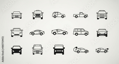 Collection of Car Icons and Silhouettes.