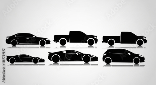 Collection of Black Car Silhouettes.