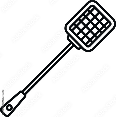 Fly swatter illustration depicting a household tool for insect extermination and pest control