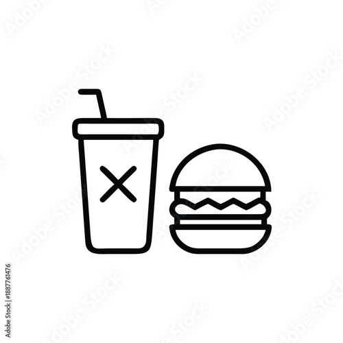 No Burger And Drink Prohibited Sign Icon
