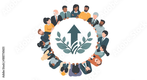Diverse Corporate Team Circle Driving Sustainable Growth and Workplace Equity Initiatives