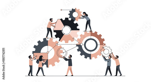 Integrating complex strategies: Diverse business team collaborating to fine-tune the operational mechanism