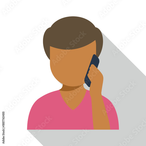 Person communicating via cell phone on a white background