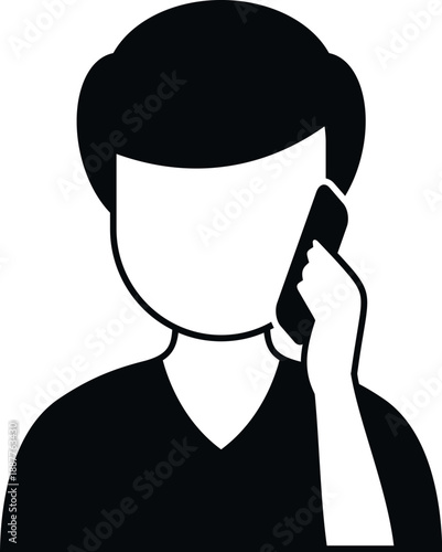Person holding smartphone to ear, receiving or making a phone call for communication