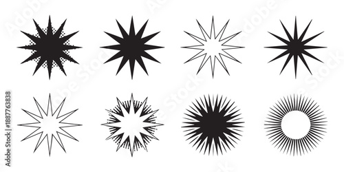 Decorative border with stars and swirls, plus geometric shapes vector elements