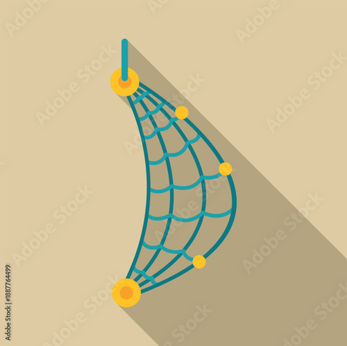 Playground rope net offering climbing activity for children, featuring long shadow style
