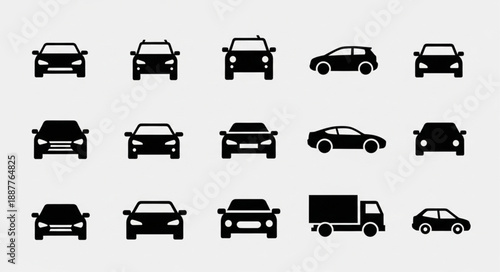 Collection of Car Silhouettes and Icons.