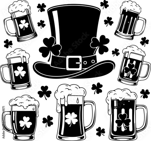 St patrick's day silhouette vector illustration
