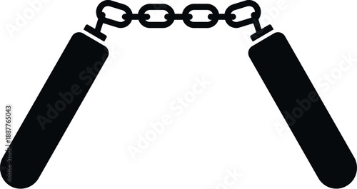 Nunchaku weapon tool for martial art training and self defense on a white background