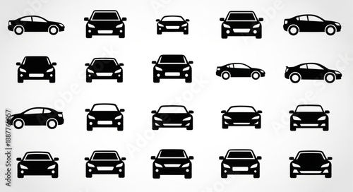 Collection of Car Silhouettes Icons.