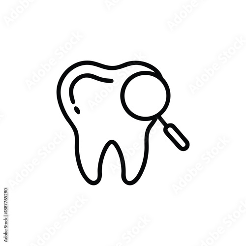 Tooth With Magnifying Glass Dental Check