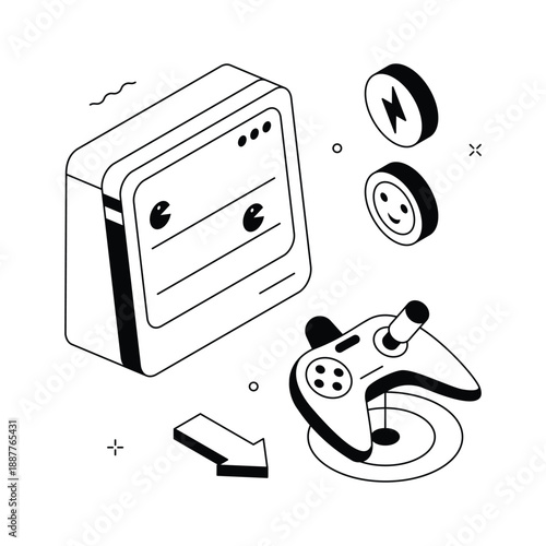 Trendy isometric illustration representing esports and competitive digital sports