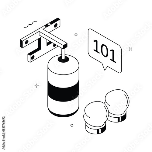 Check out this amazing isometric illustration showing boxing bag workout training