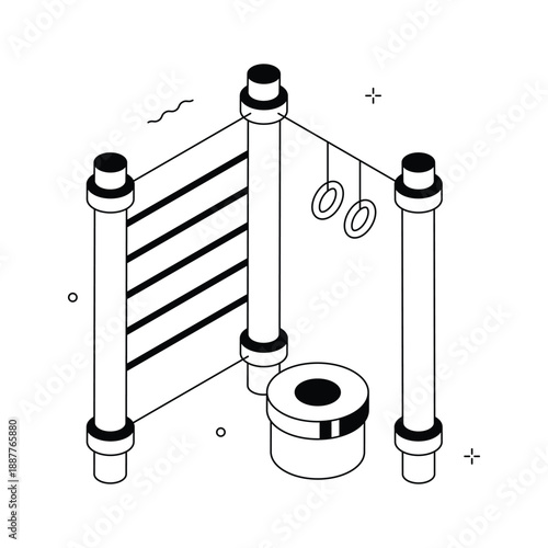 Take a look at this unique isometric illustration of complete fitness setup for training
