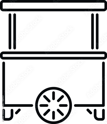 Mobile food stall in outline style, representing a small business serving fast meals